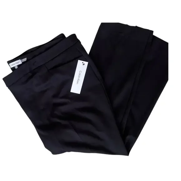 Calvin Klein Flat Front Ponte Ankle Dress Pants | Plus 24W, Black NEW! - Picture 15 of 16